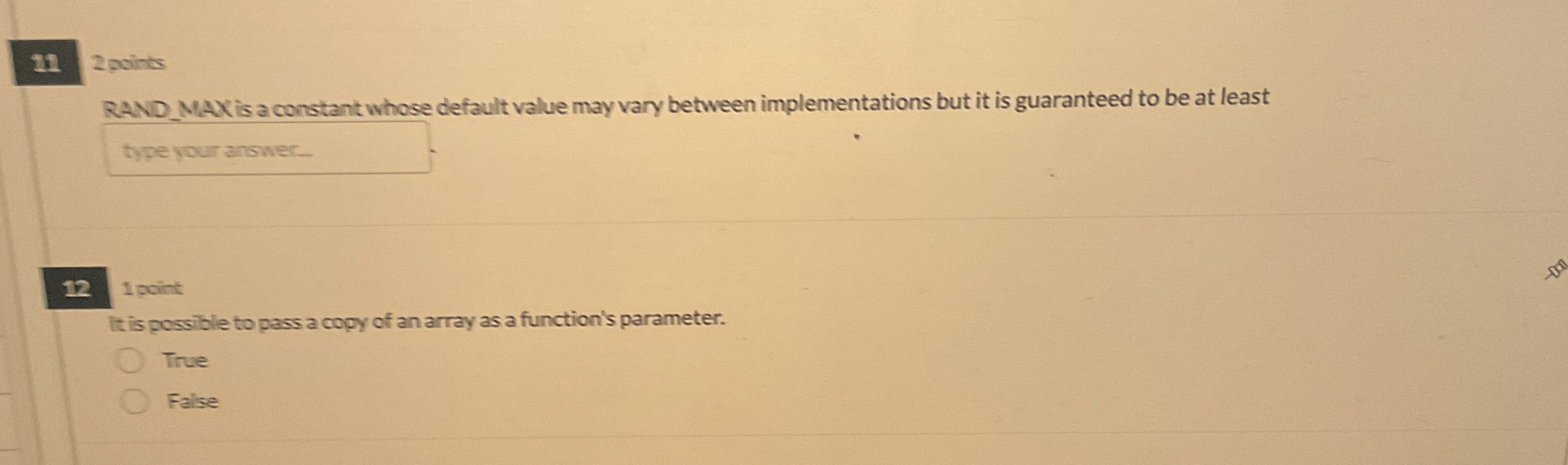 1 1 2 points RAND _ MAX is a constant whose