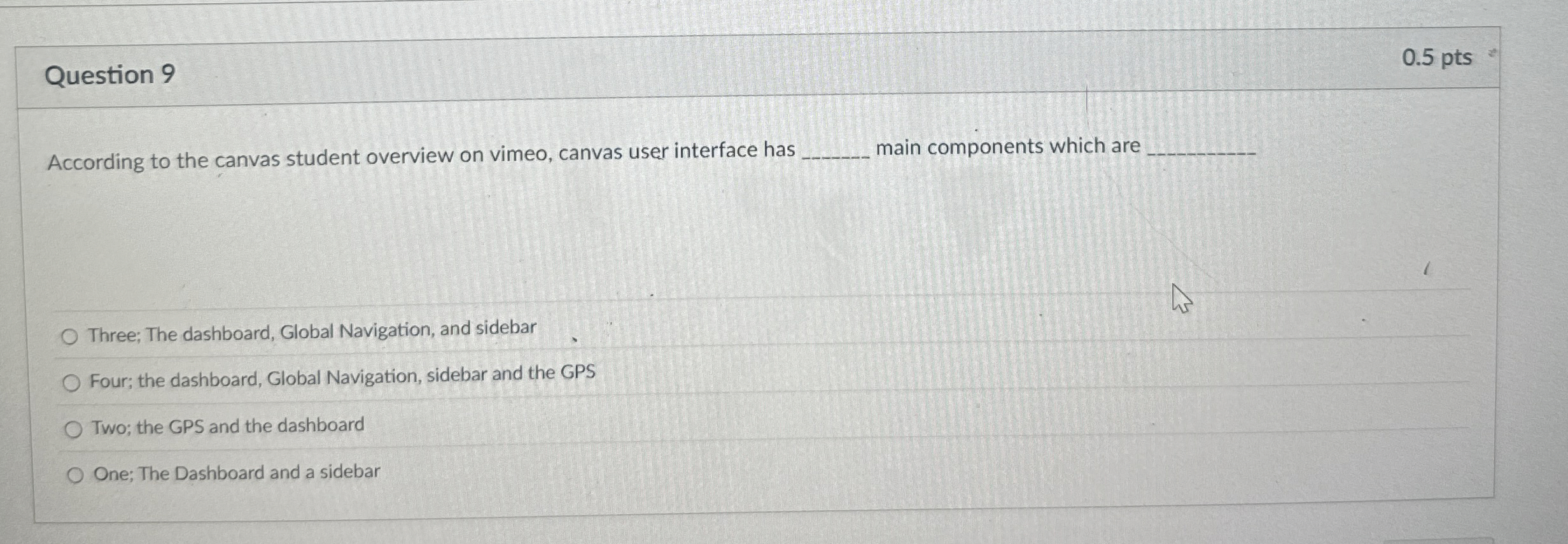 Question 9 According to the canvas student