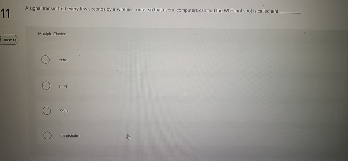 1 1 A signal transmitted every few seconds by a