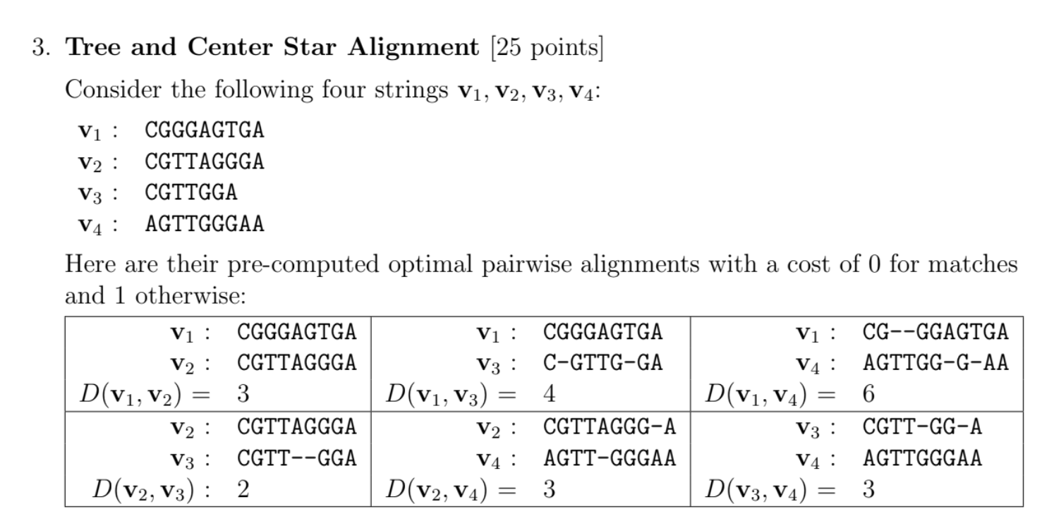 Tree and Center Star Alignment [ 2 5 points ] v 1