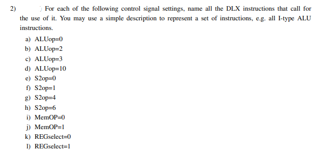 6 0 pts ) For each of the following control