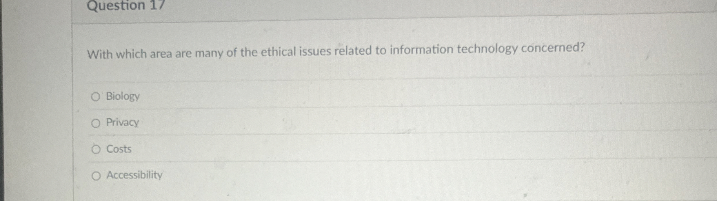 Question 1 7 With which area are many of the