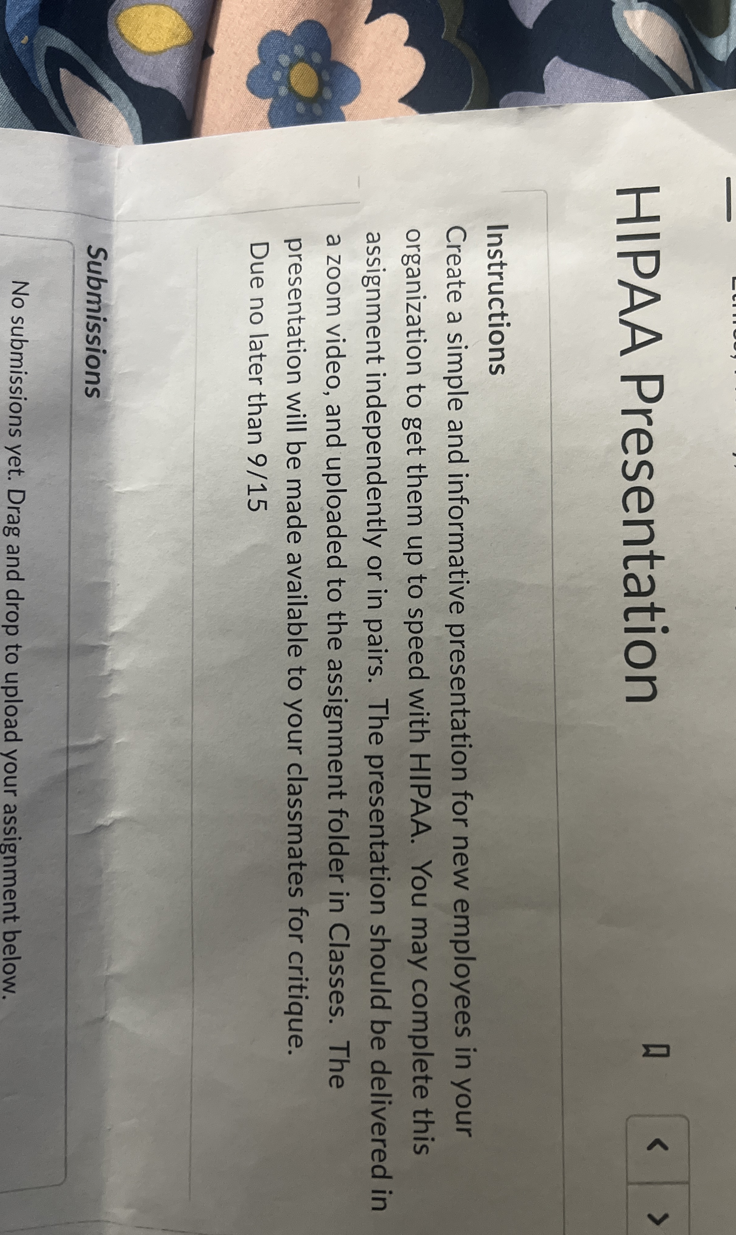 Please introduce yourself to your classmates and