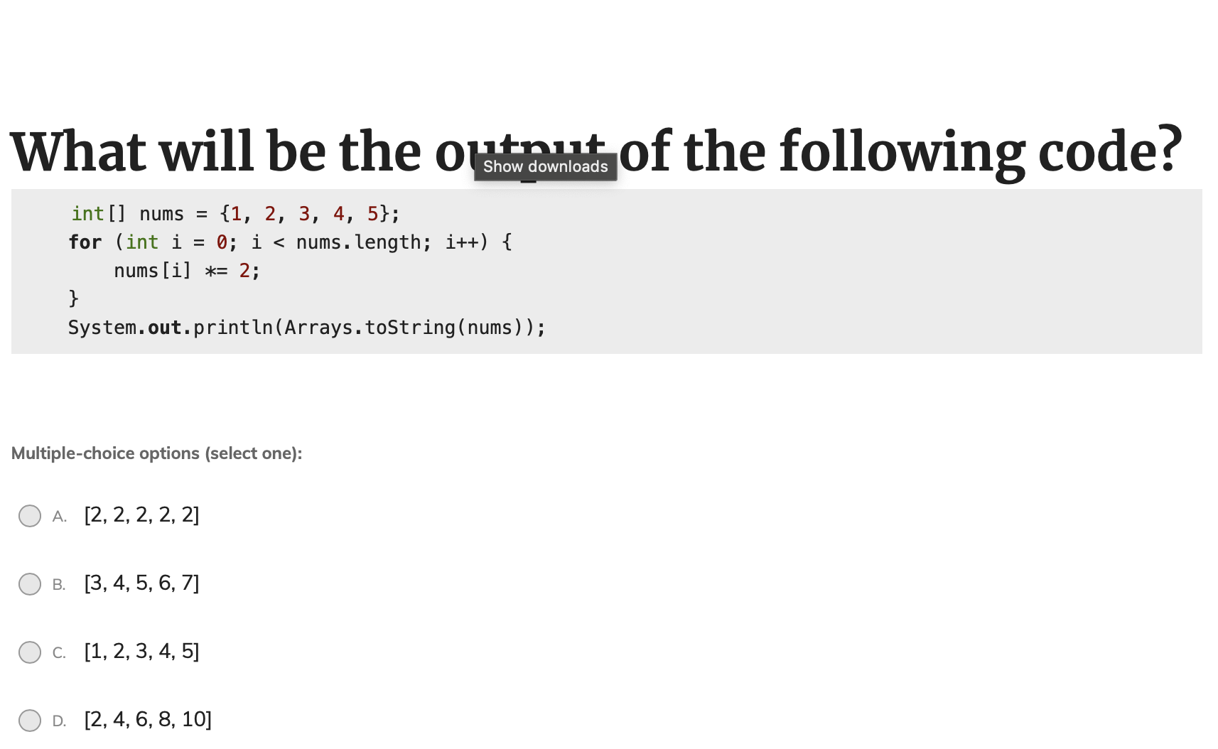 What will be the output of the following code? (