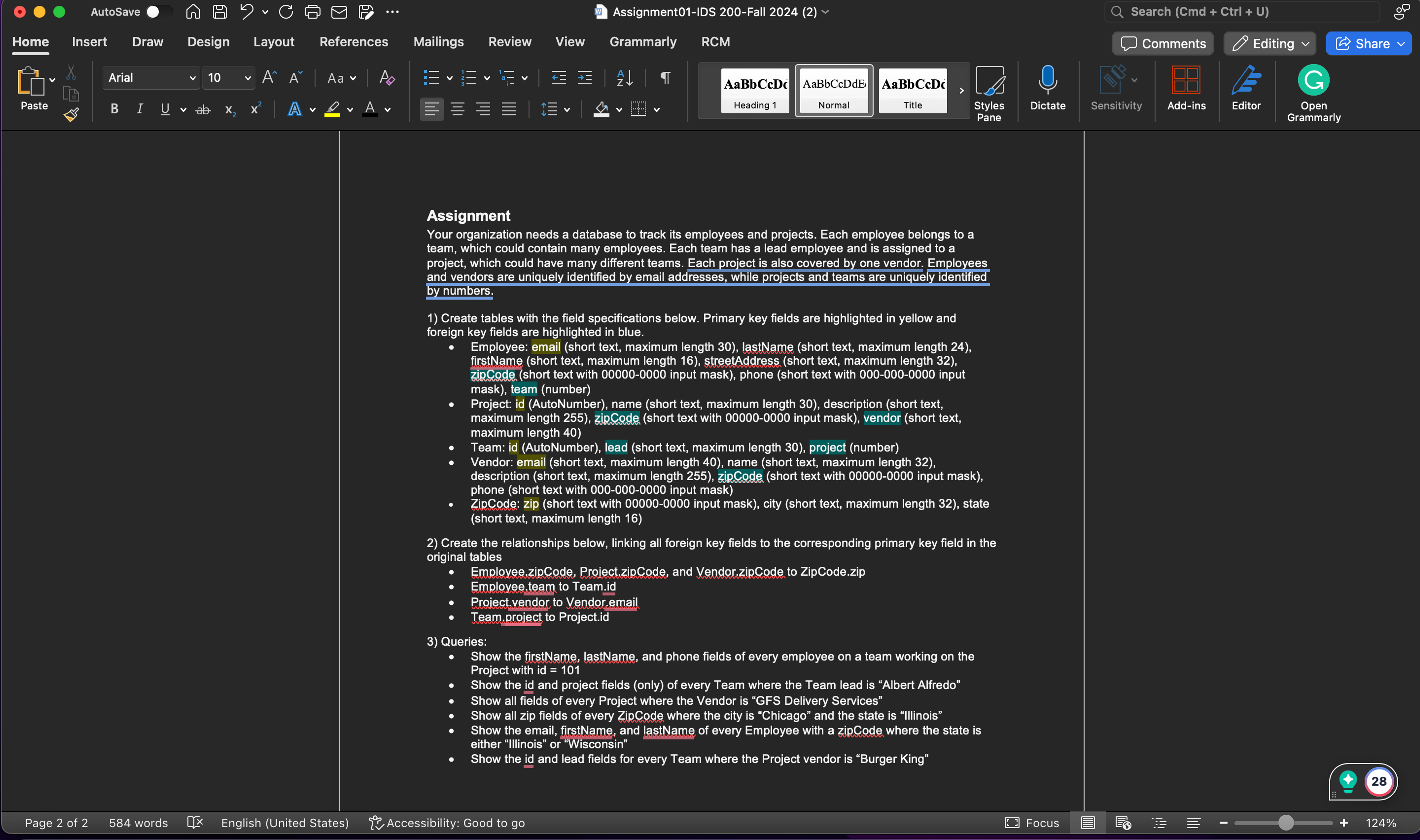 Show me the steps to solve on microsoft access.