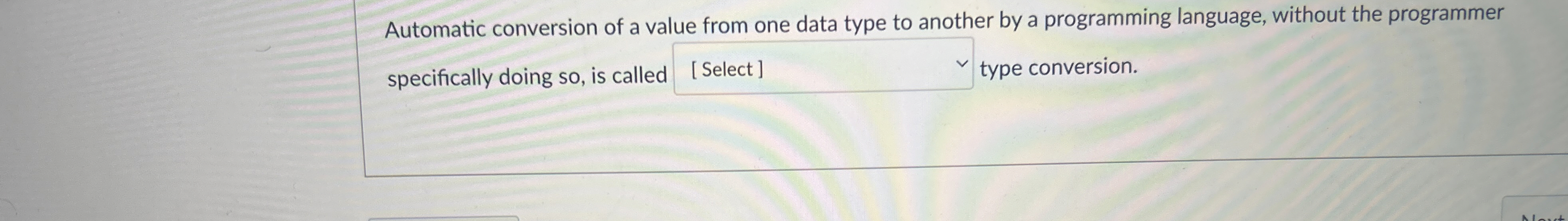 Automatic conversion of a value from one data