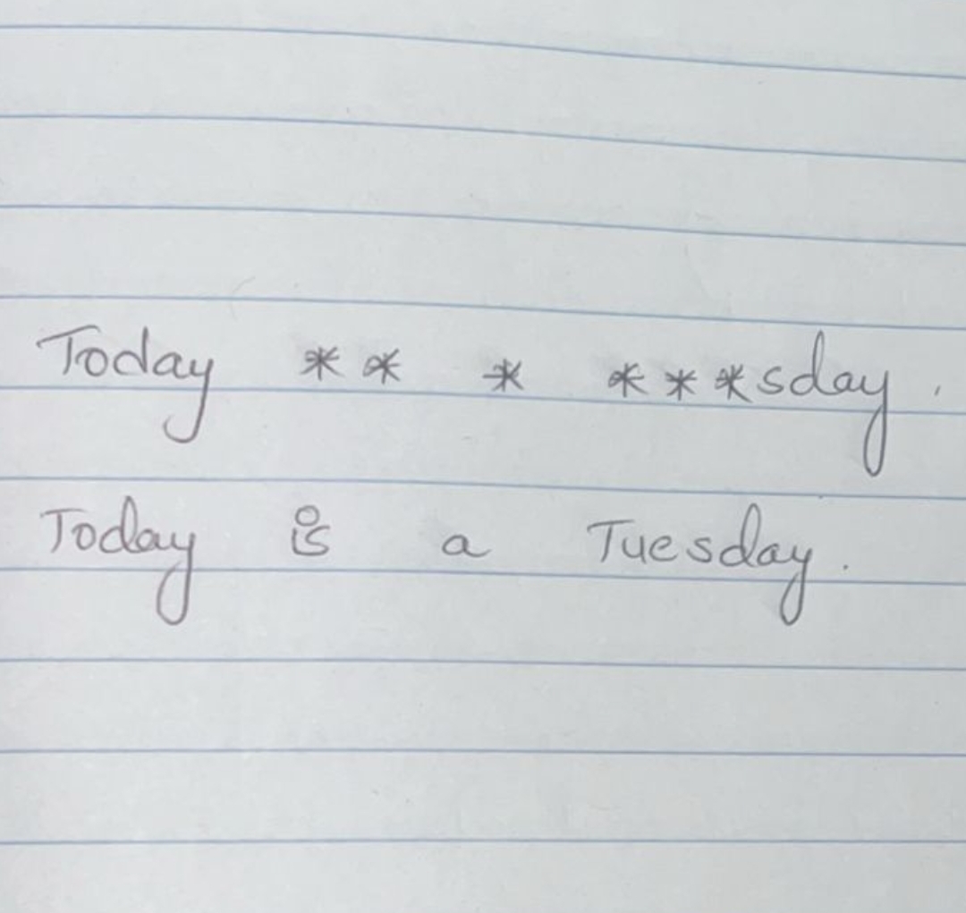 Today * * * * * * * * day Today is a Tuesday.