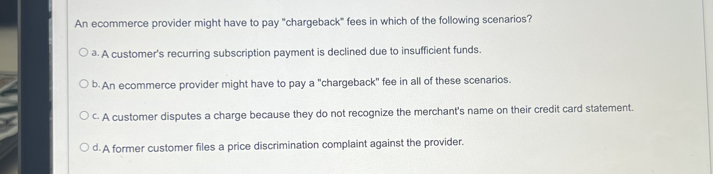 An ecommerce provider might have to pay