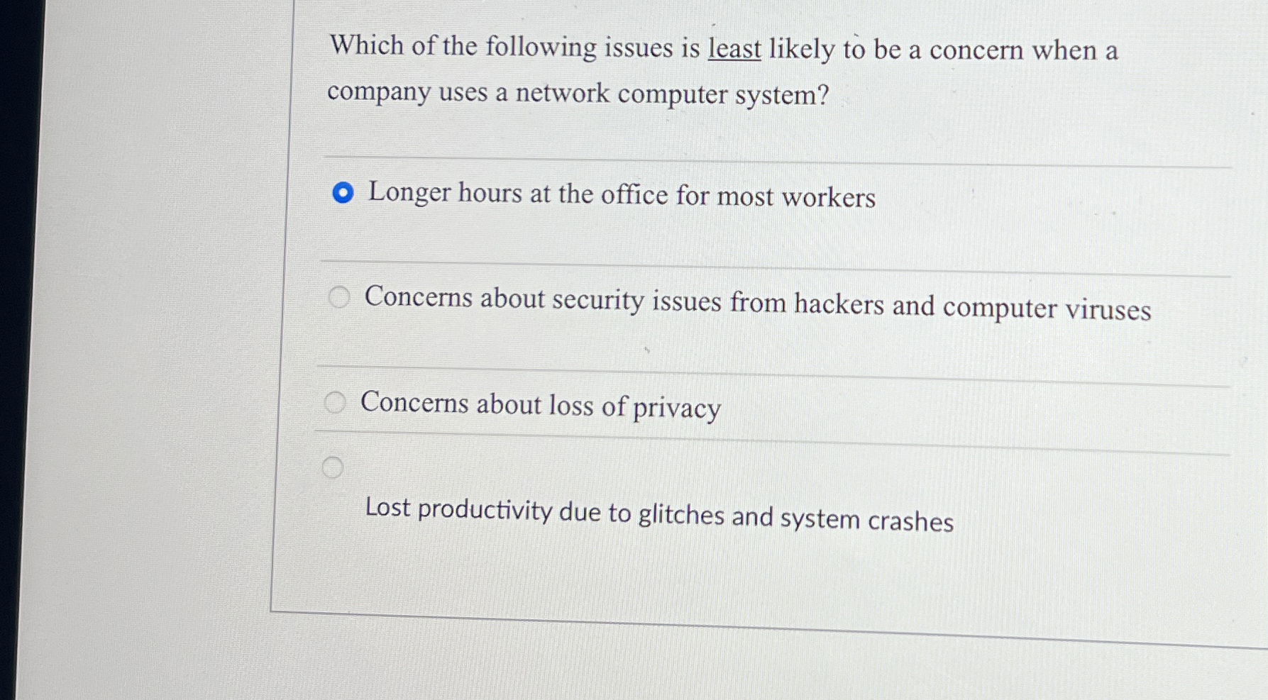 Which of the following issues is least likely to