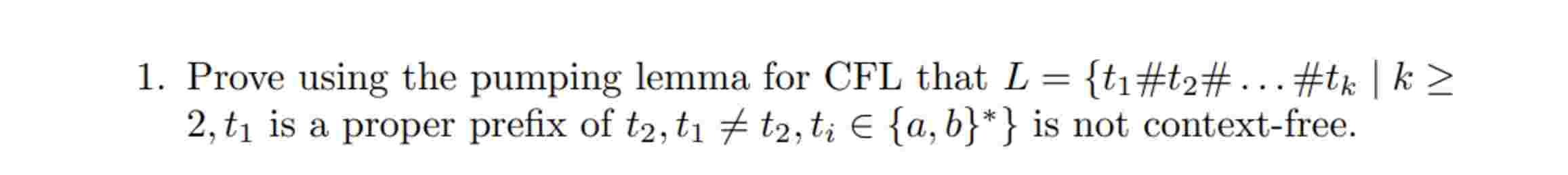 Prove using the pumping lemma for CFL that L = {