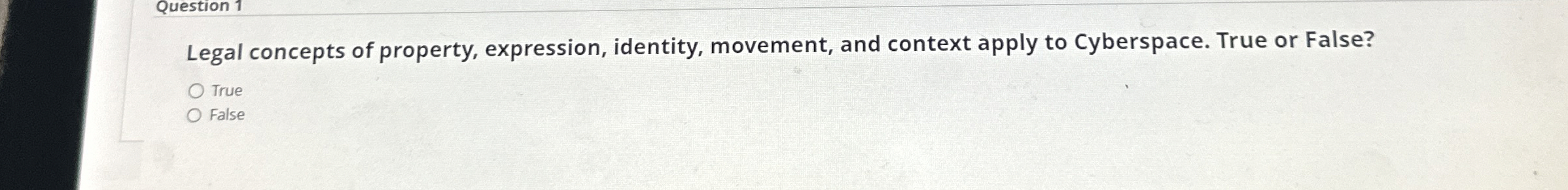 Question 1 Legal concepts of property,