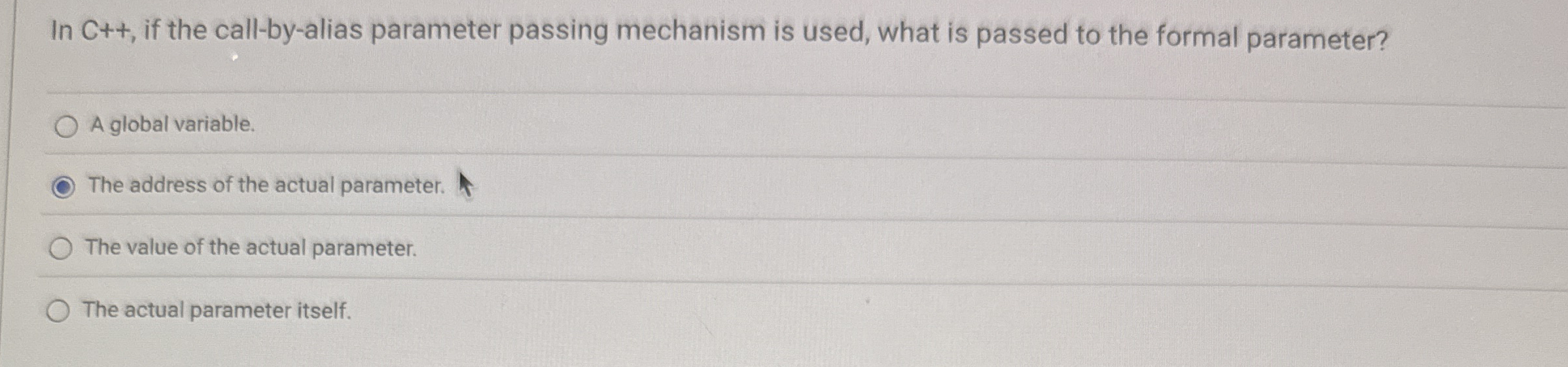 In C + + , if the call - by - alias parameter