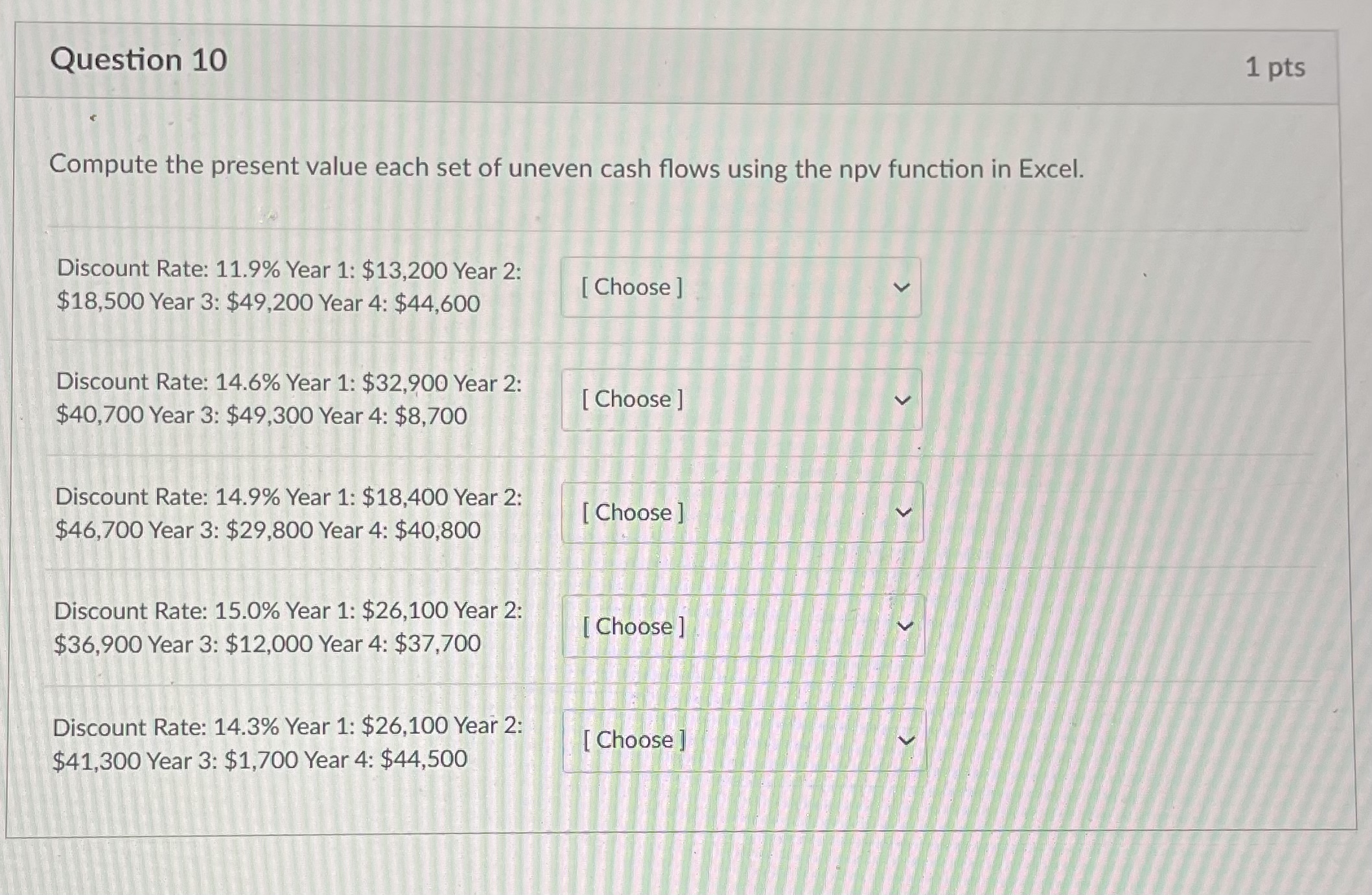Question 1 1 pts A financial analyst is