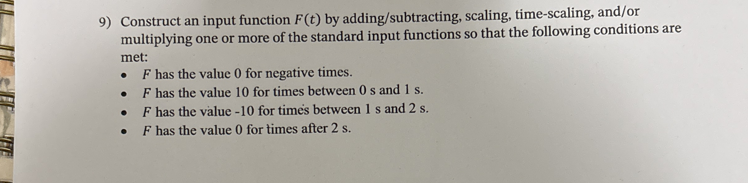 Construct an input function F ( t ) by adding /