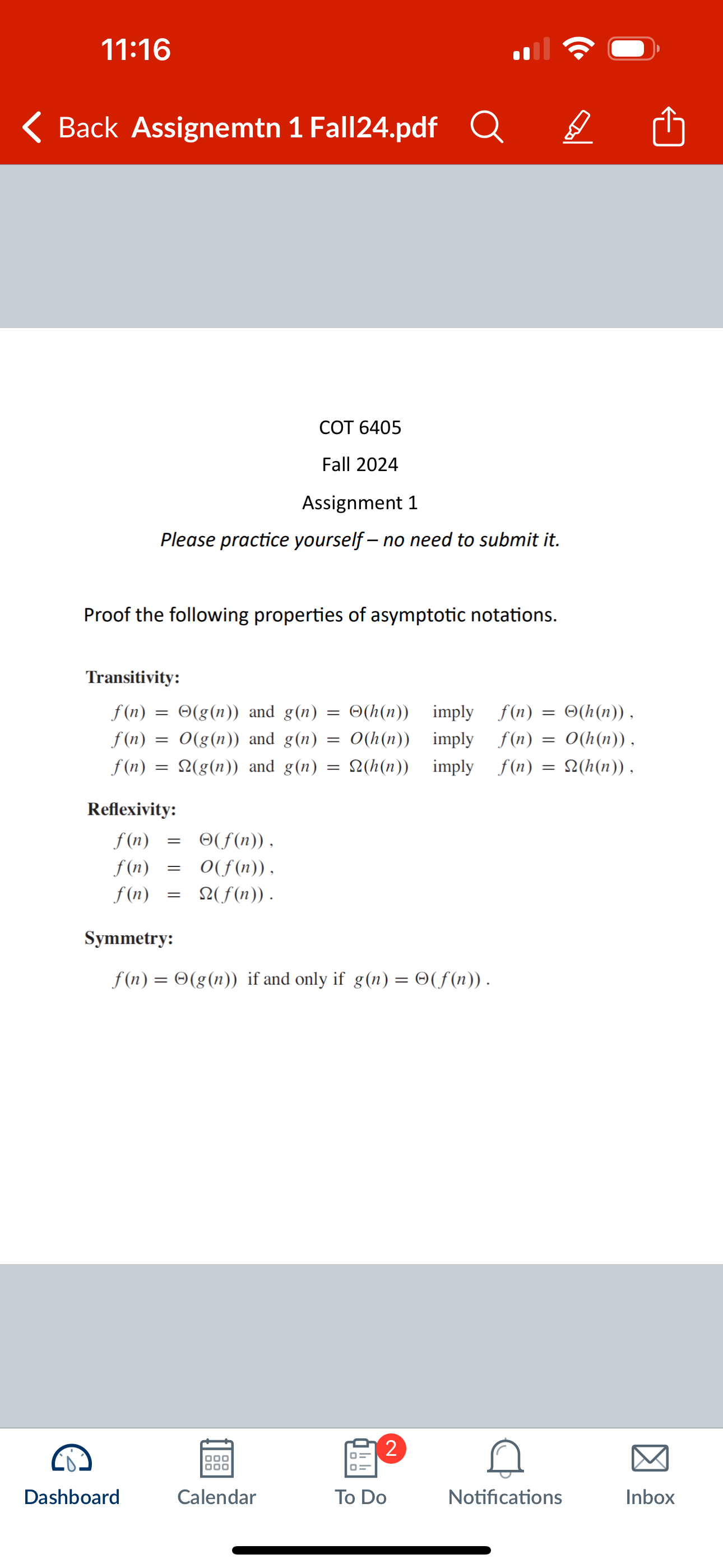 Proof the following properties of asymptotic