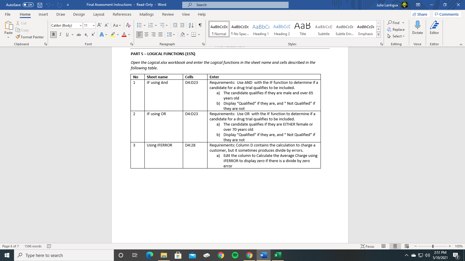 i need help with this AutoSave . Off) Final