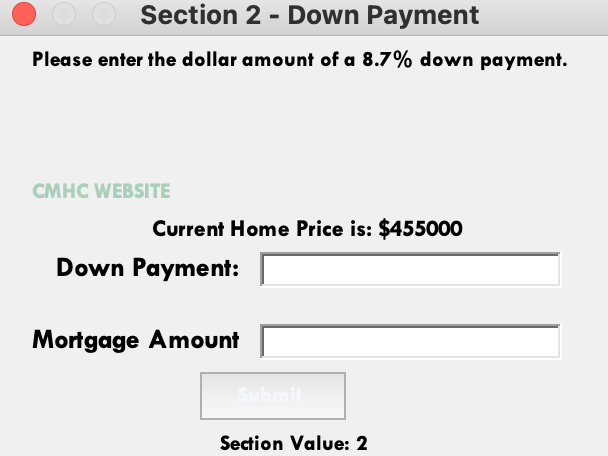 . O O Section 2 - Down Payment Please enter the