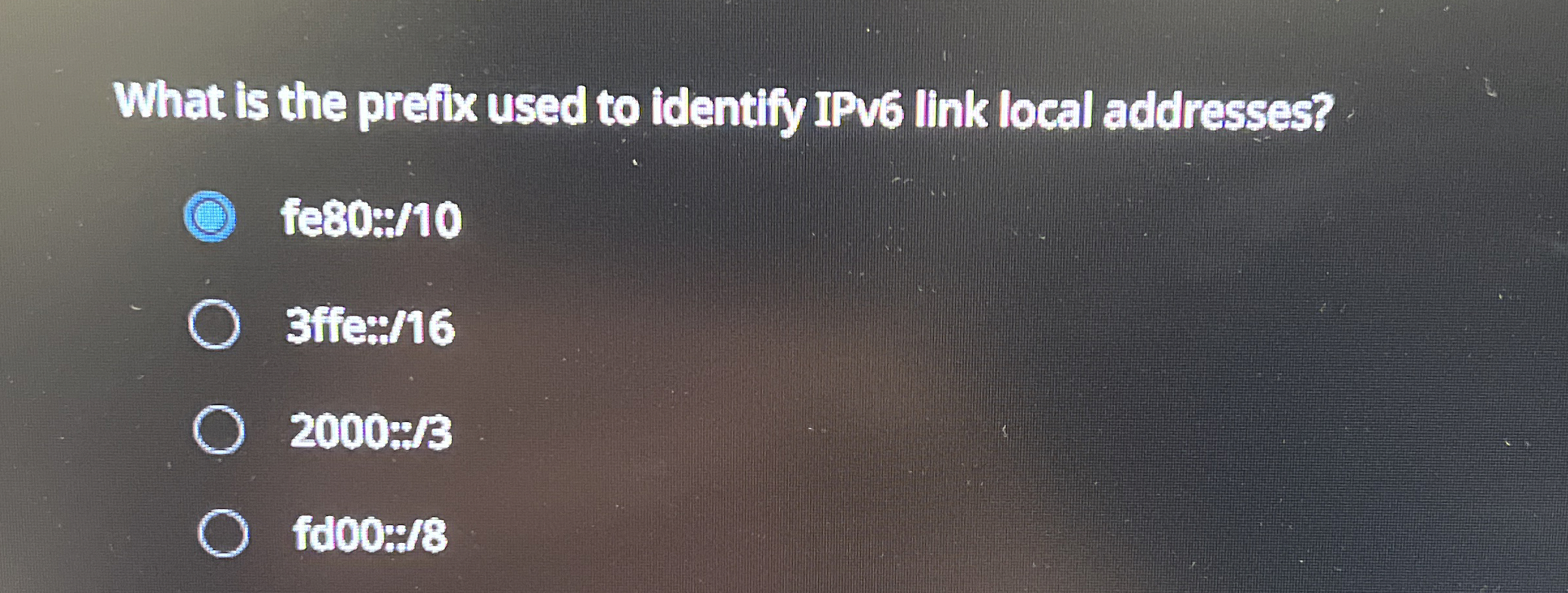 What is the prefix used to identify IPv 6 link