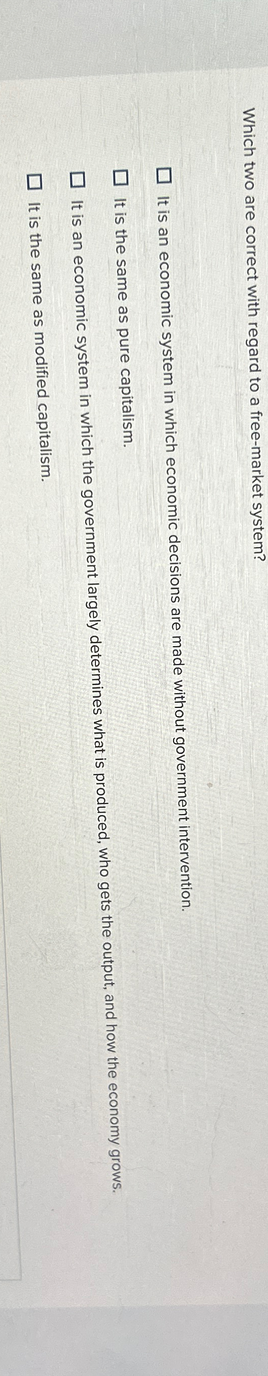 Which two are correct with regard to a free -