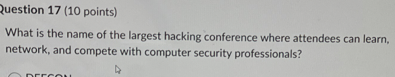 Ruestion 1 7 ( 1 0 points ) What is the name of