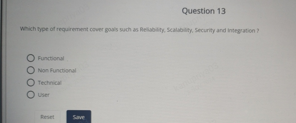 Question 1 3 Which type of requirement cover