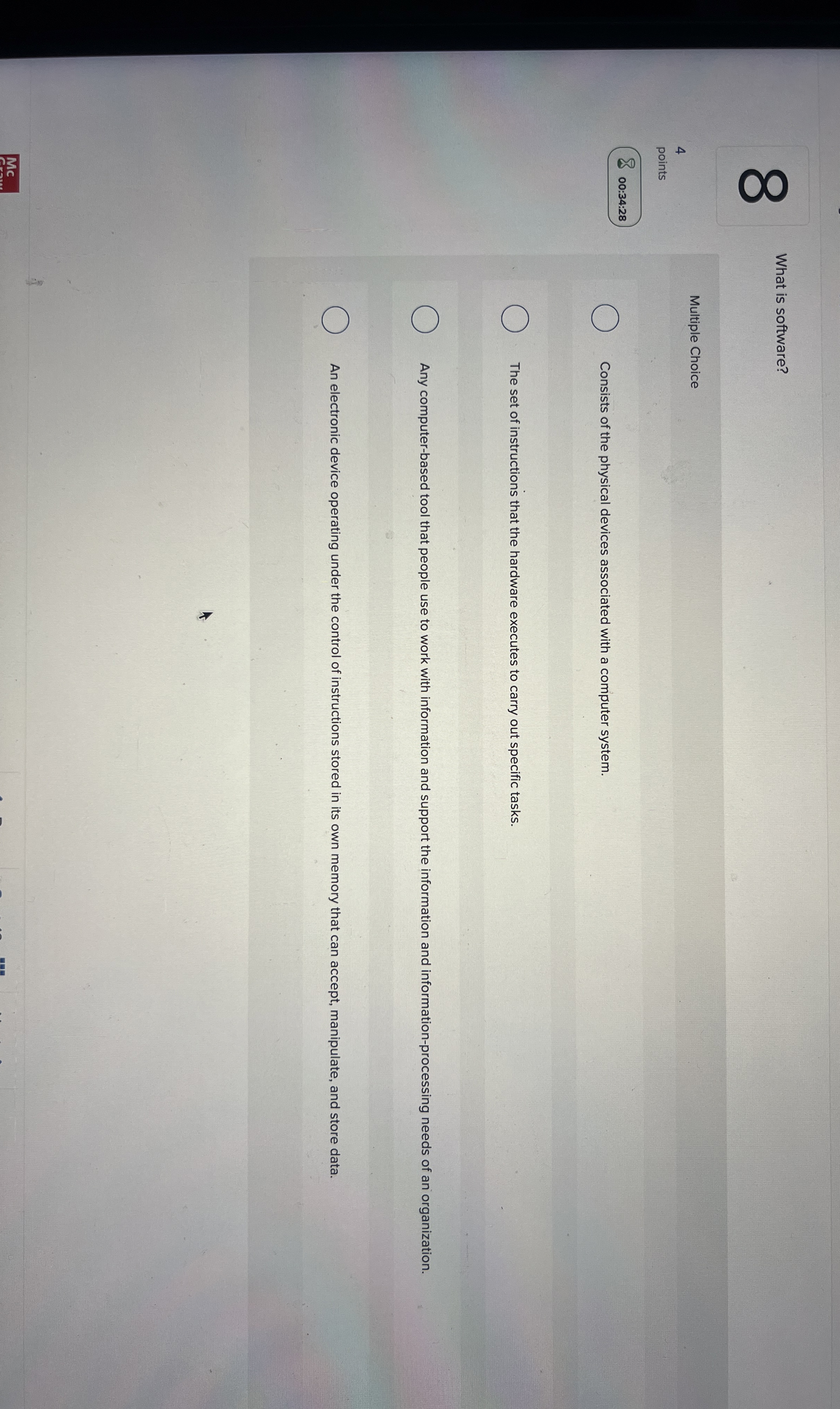 What is software? Multiple Choice Consists of the