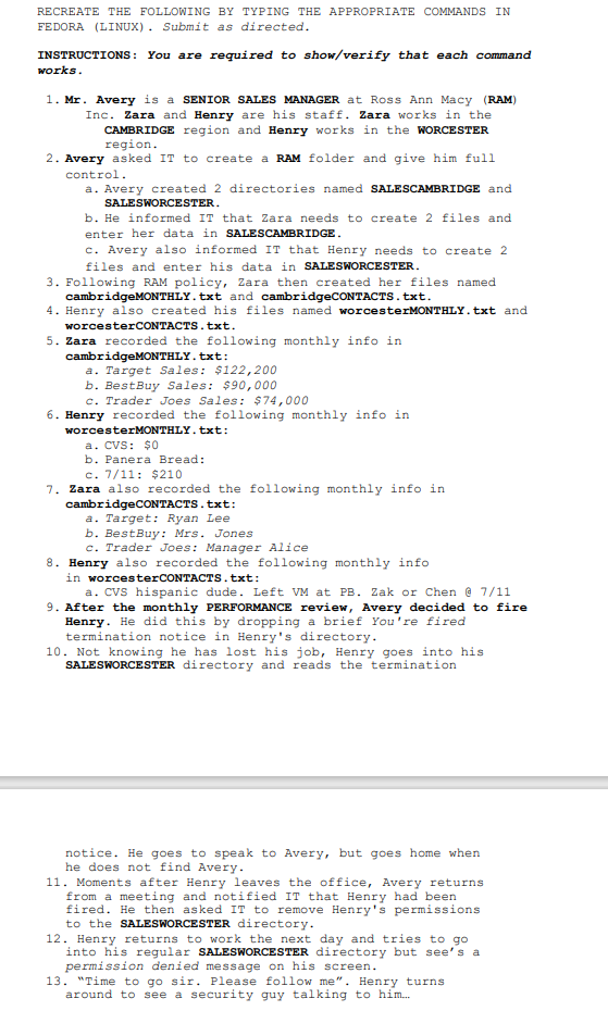RECREATE THE FOLLOWING BY TYPING THE APPROPRIATE