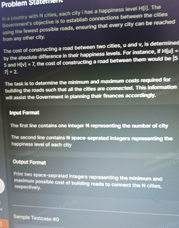 In a country with N cities, each city i has a