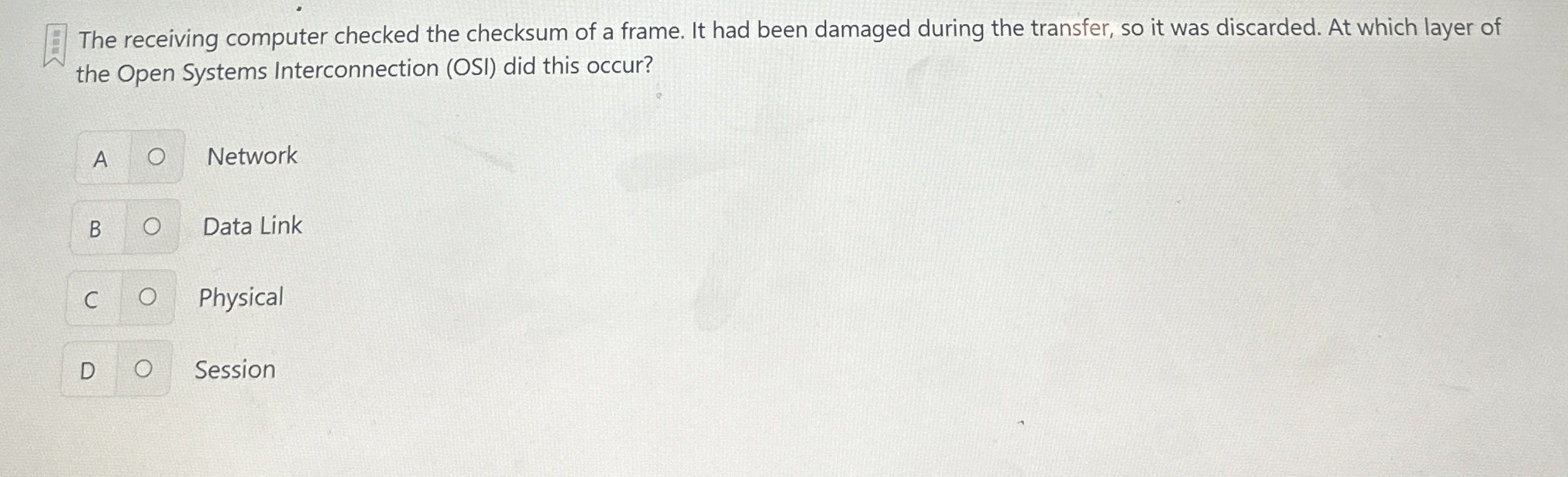 The receiving computer checked the checksum of a