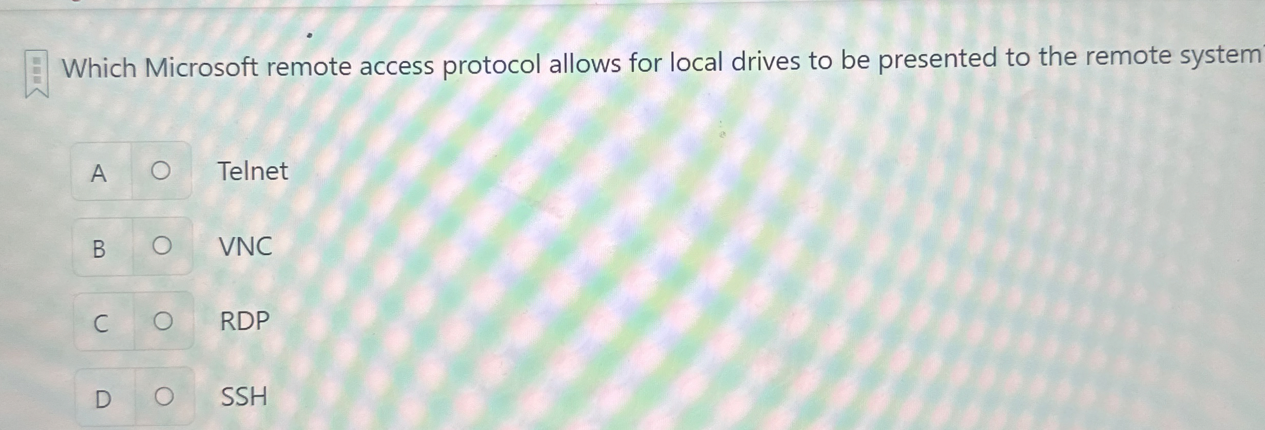 Which Microsoft remote access protocol allows for