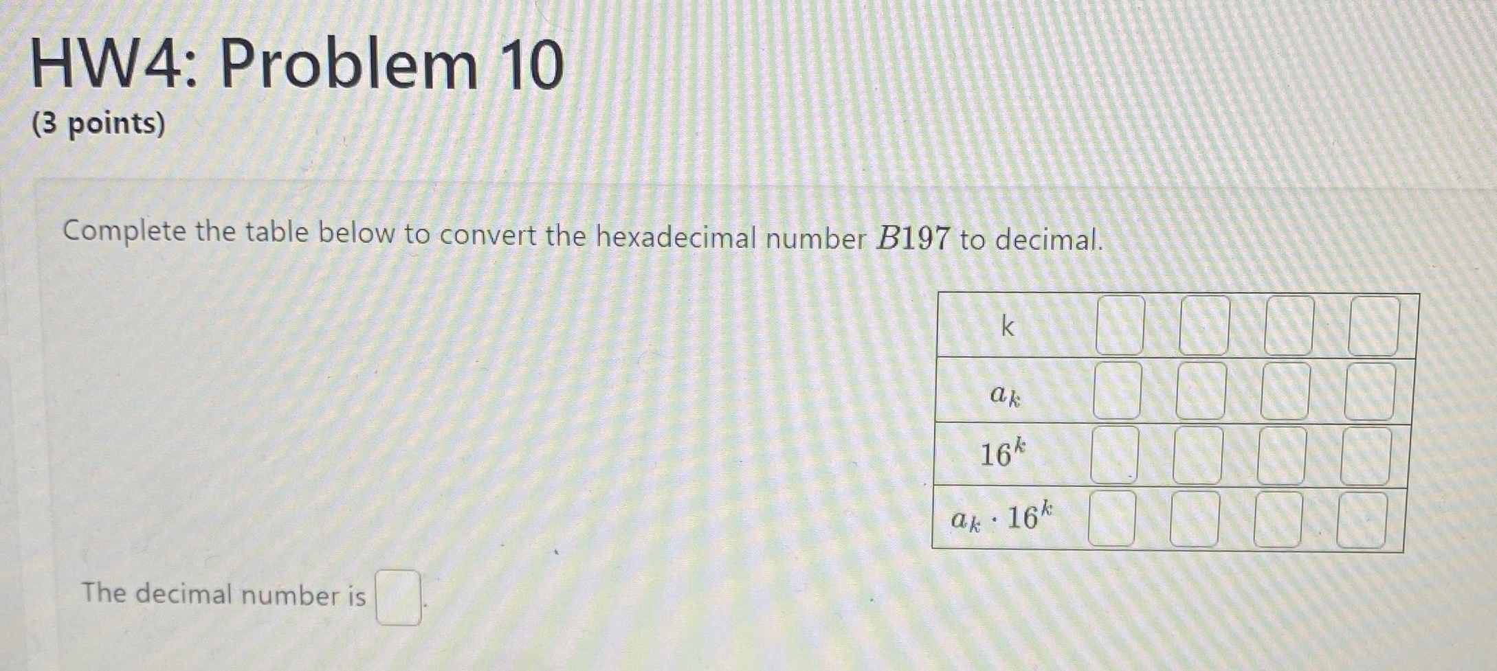 Complete the table below to convert the
