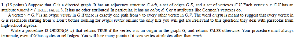 1 . ( 1 5 points. ) Suppose that \ ( G \ ) is a