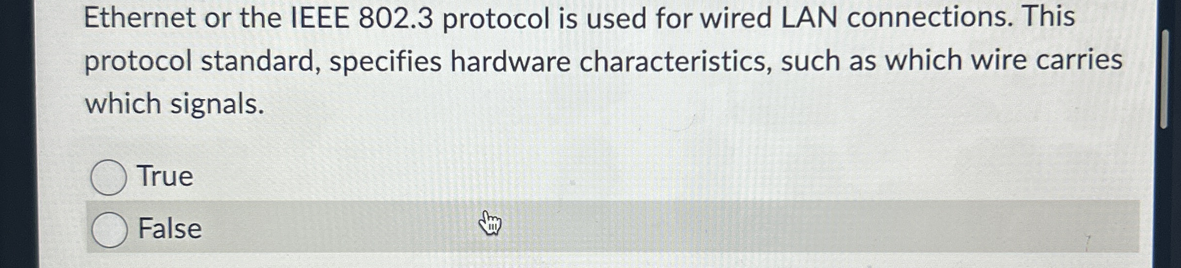 Ethernet or the IEEE 8 0 2 . 3 protocol is used