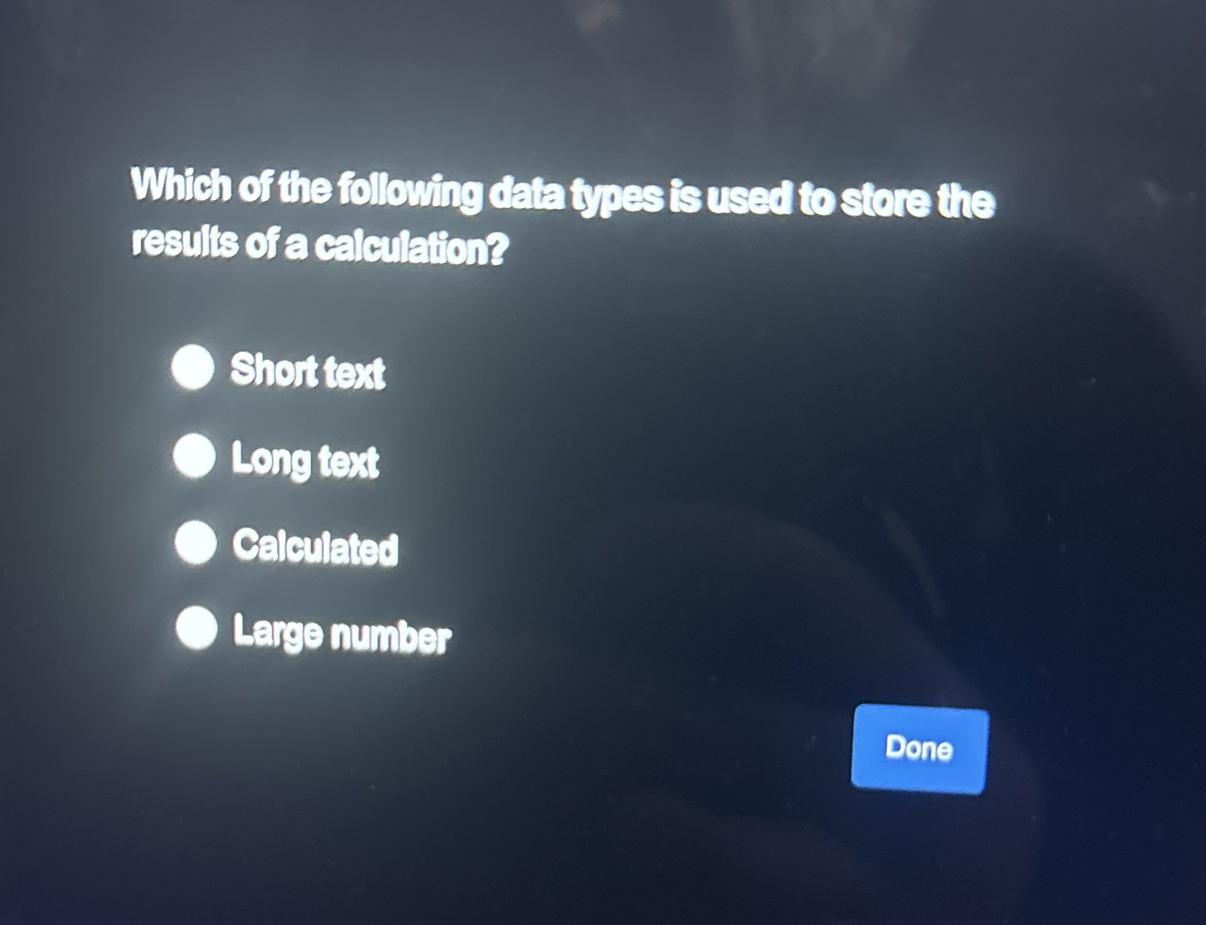 Which of the following data types is used to
