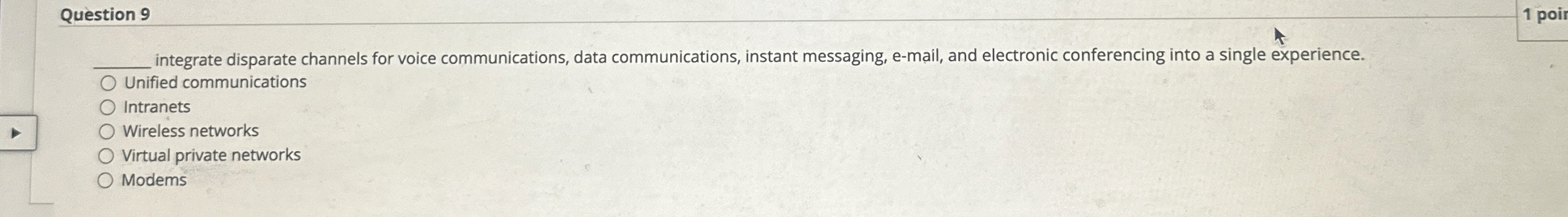Question 9 1 poir q , integrate disparate