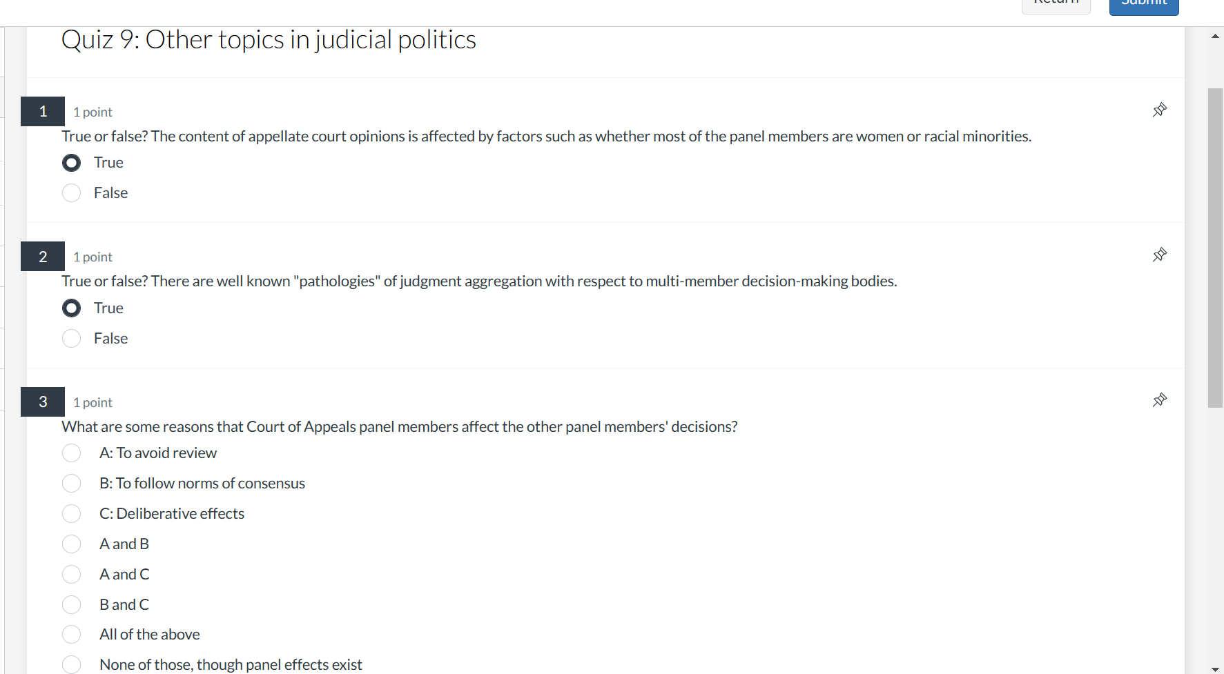 Return Submit 3 1 point What are some reasons