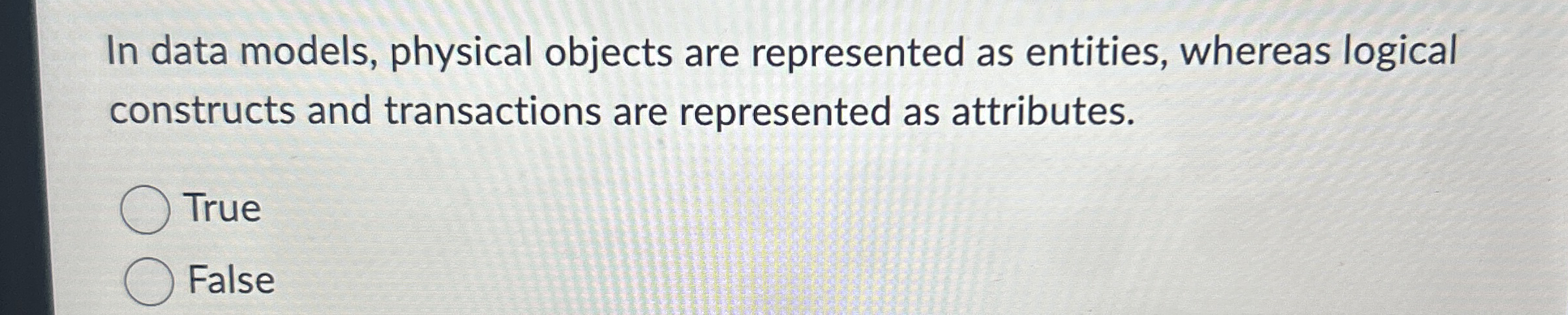 In data models, physical objects are represented