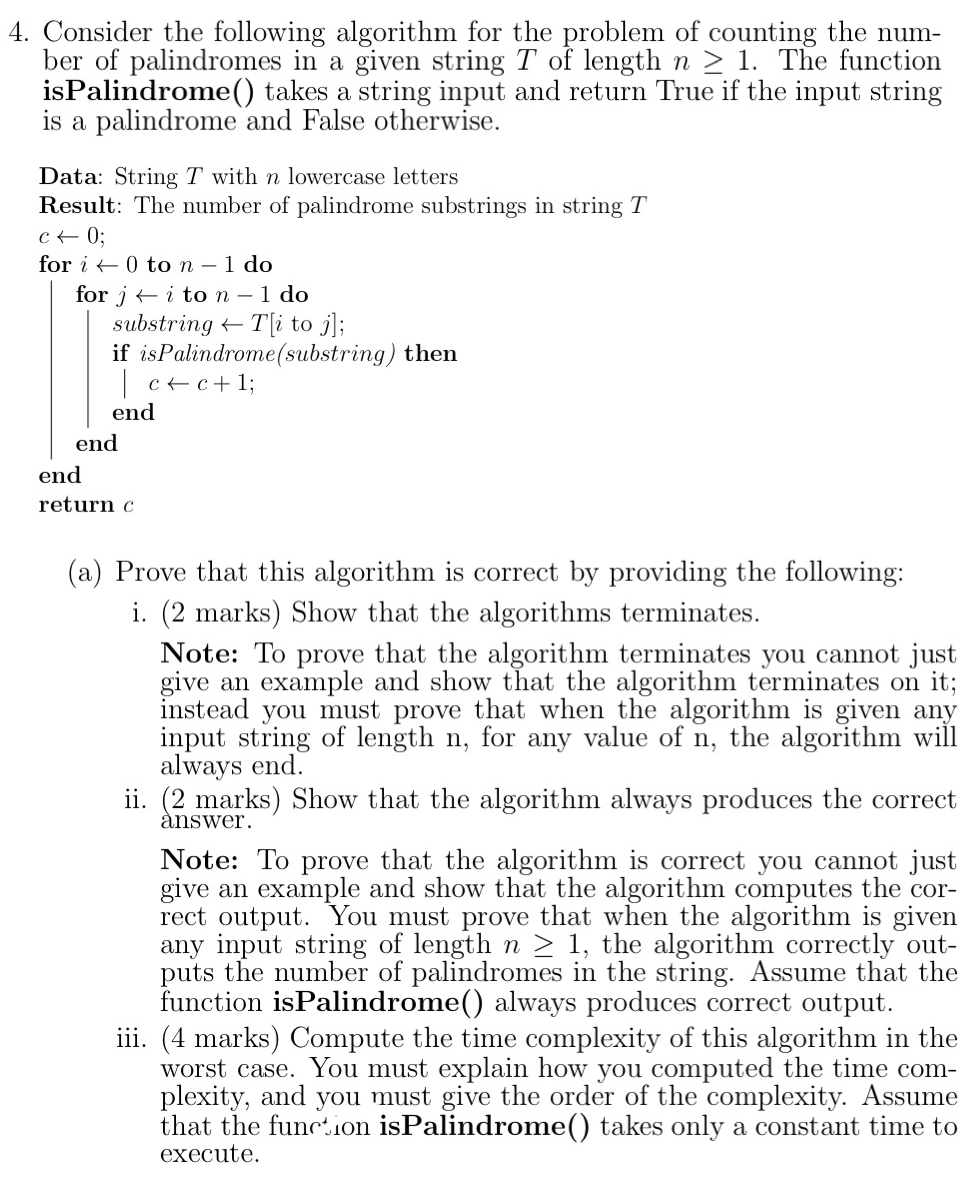 4 . Consider the following algorithm for the