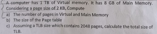 A computer has 1 TB of Virtual memory. It has 8