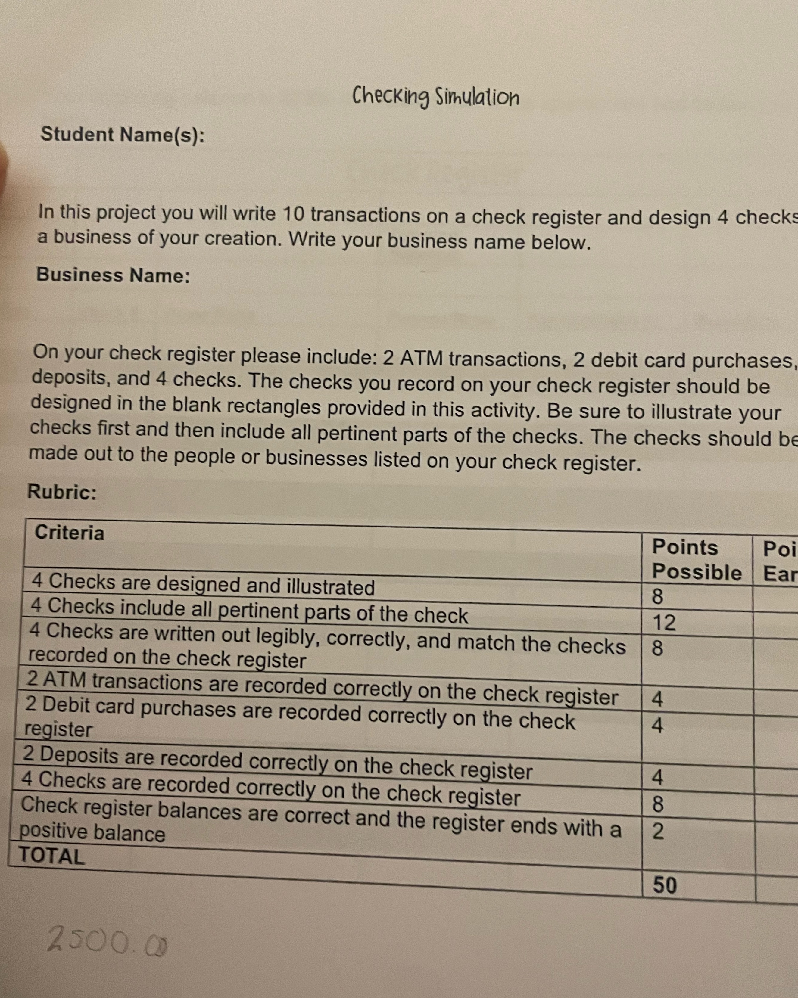 Checking Simulation Student Name(s): In this