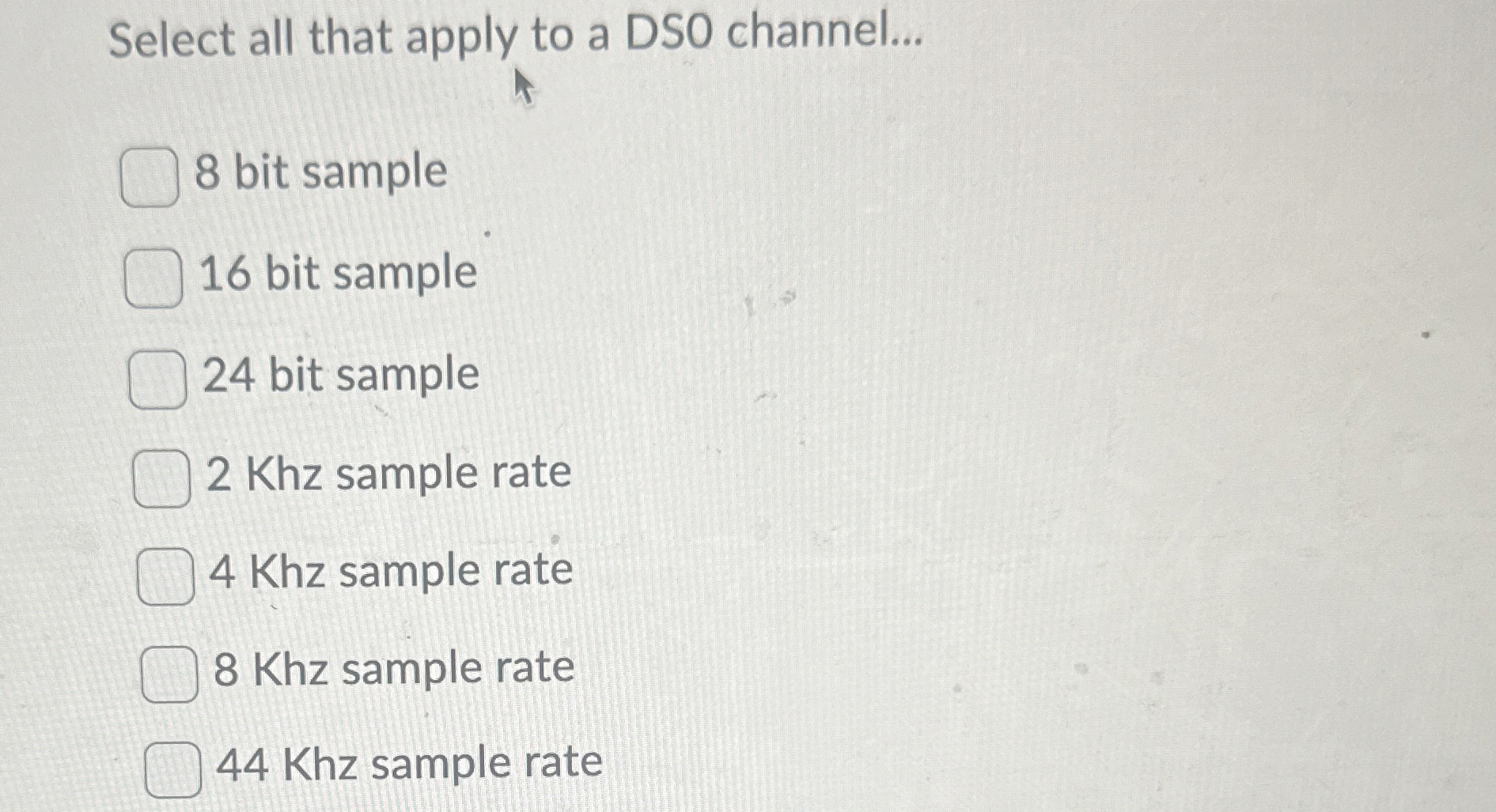 Select all that apply to a DSO channel... 8 bit