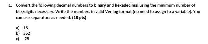 Convert the following decimal numbers to binary