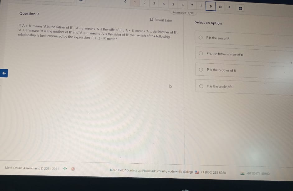 1 1 2 3 4 5 6 7 8 9 1 0 Question 9 Attempted: 0 /
