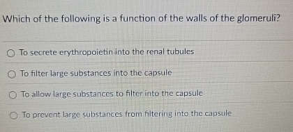 Which of the following is a function of the walls