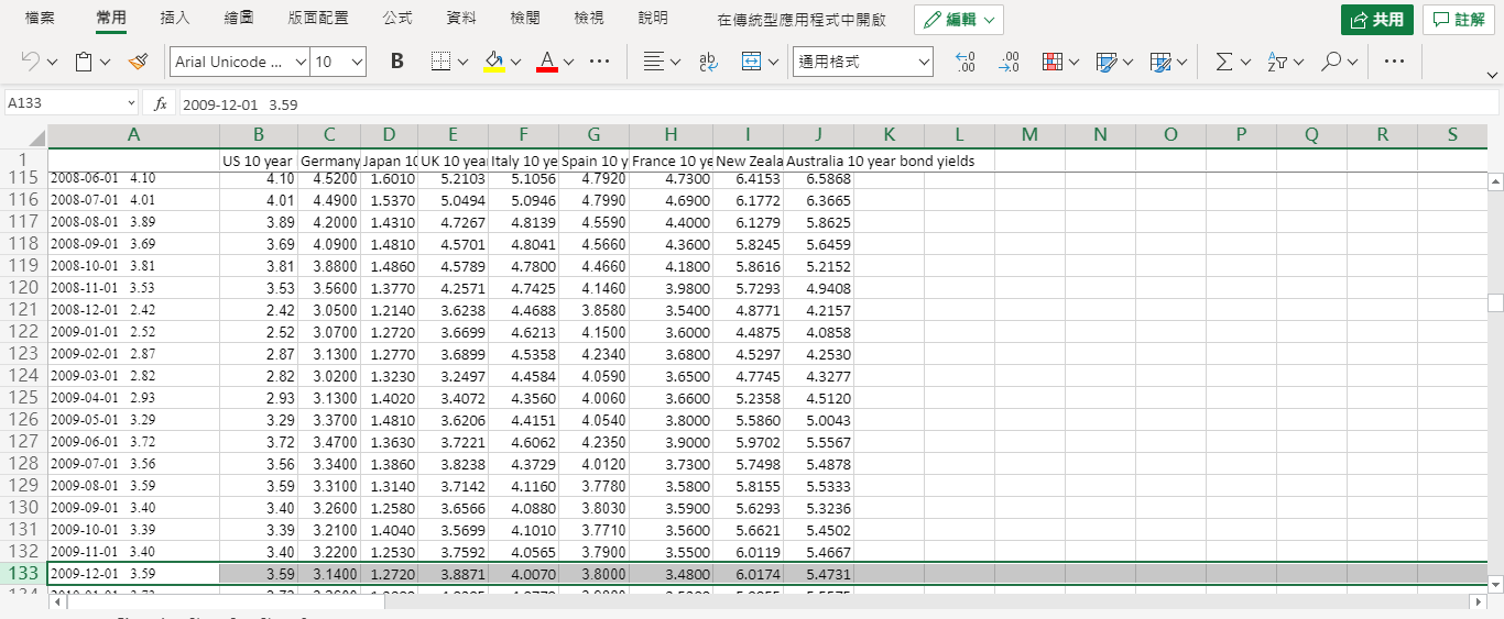 Use the data in the file: 10-year bond.xlsto