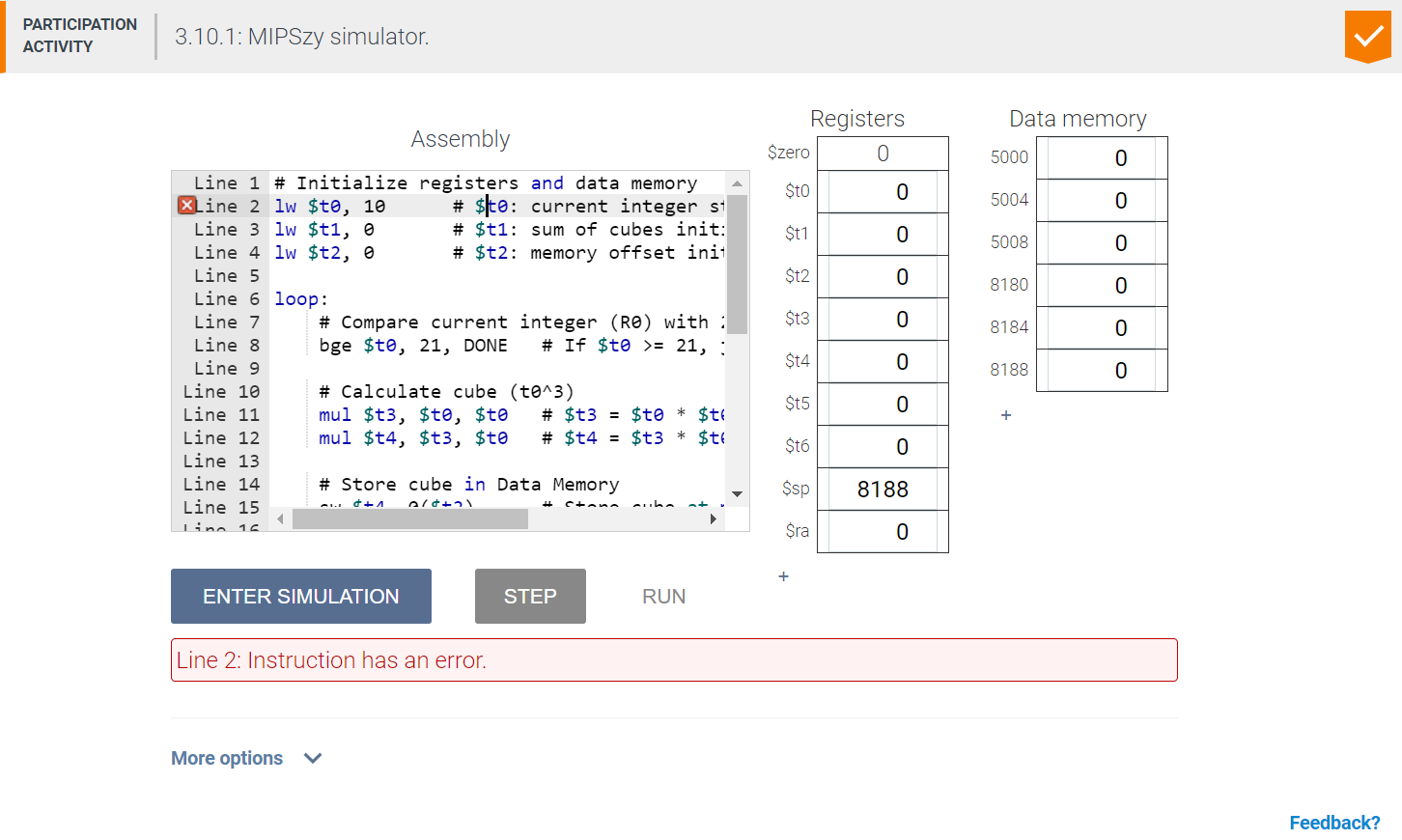 write the instructions to add the sum of the