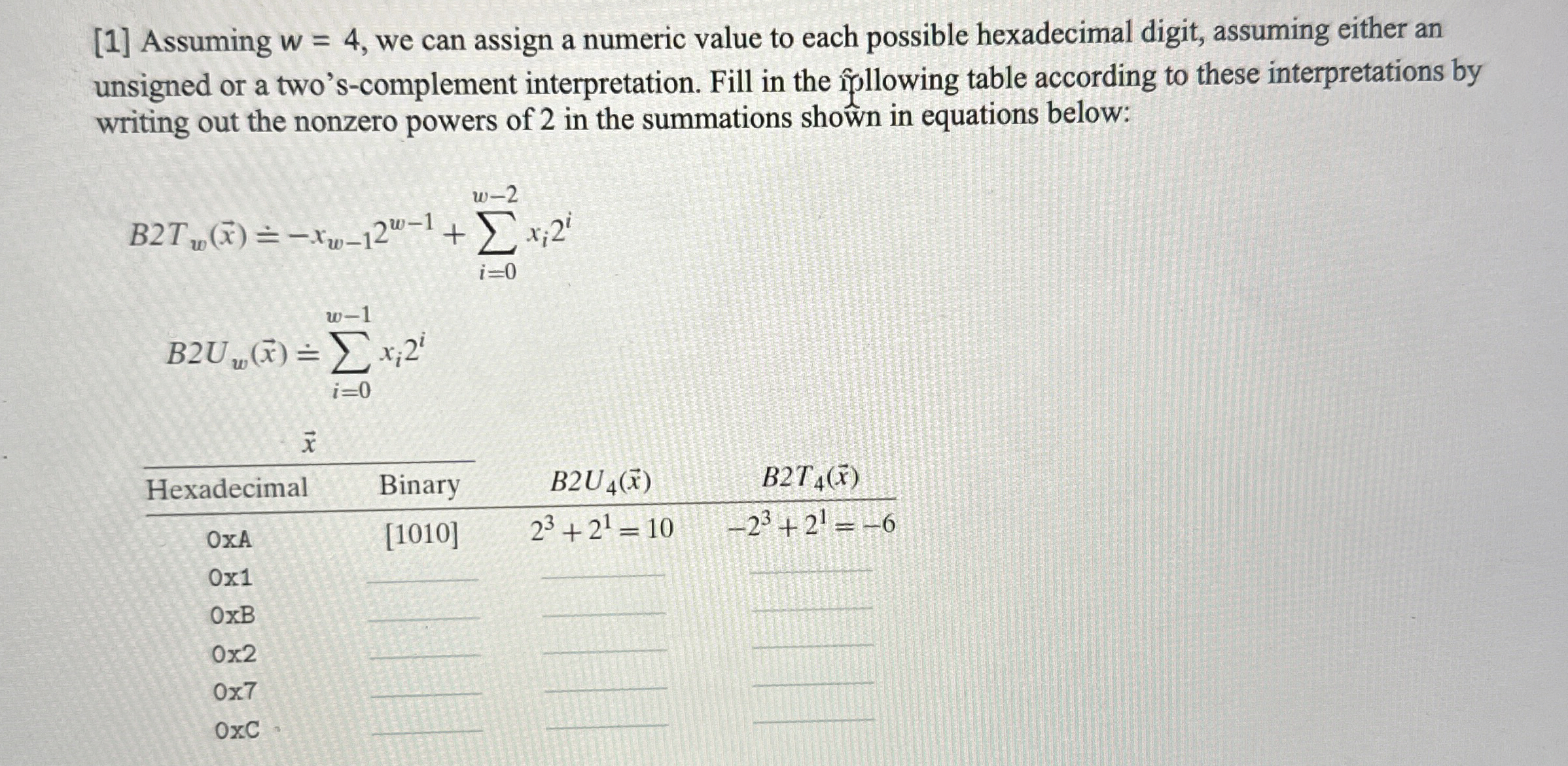 [ 1 ] Assuming w = 4 , we can assign a numeric
