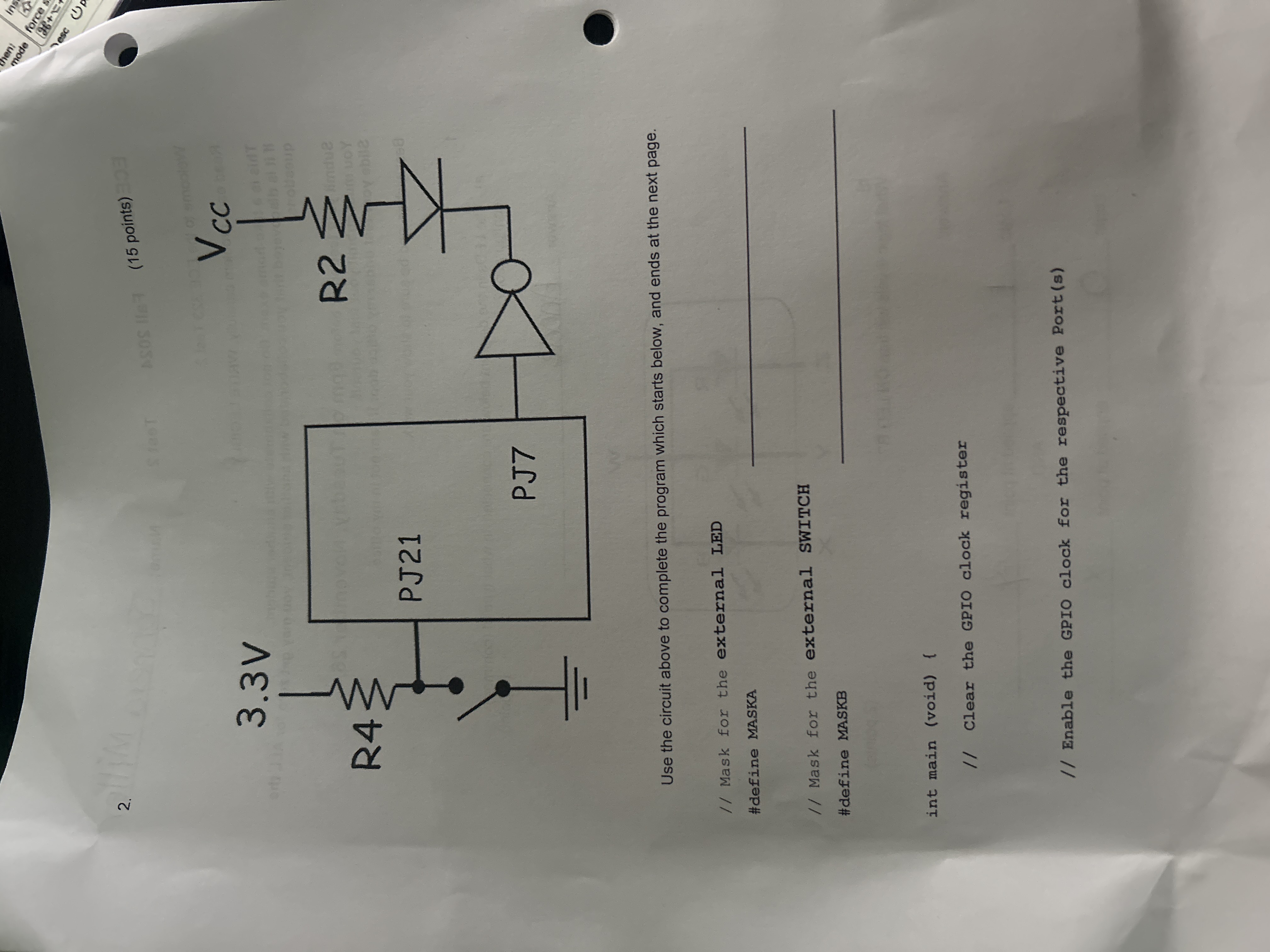 2 . ( 1 5 points ) 3 . 3 V Use the circuit above