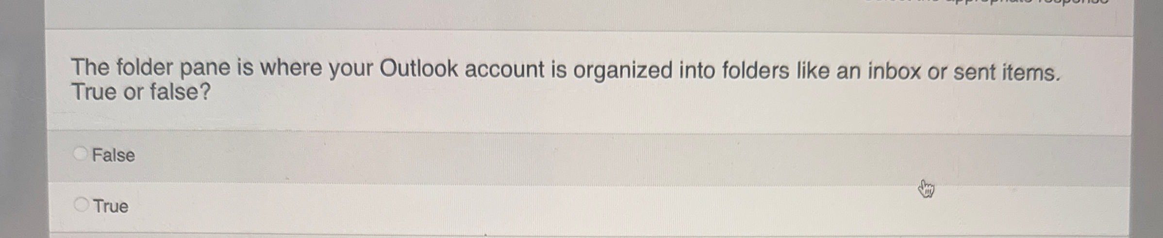 The folder pane is where your Outlook account is
