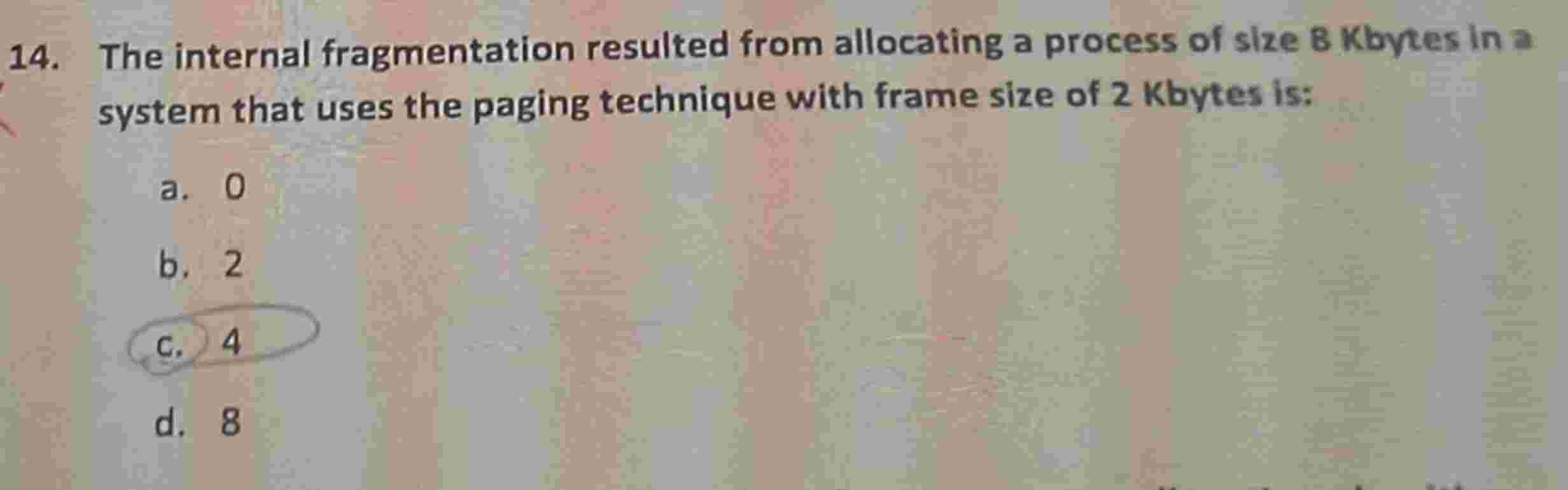 The internal fragmentation resulted from